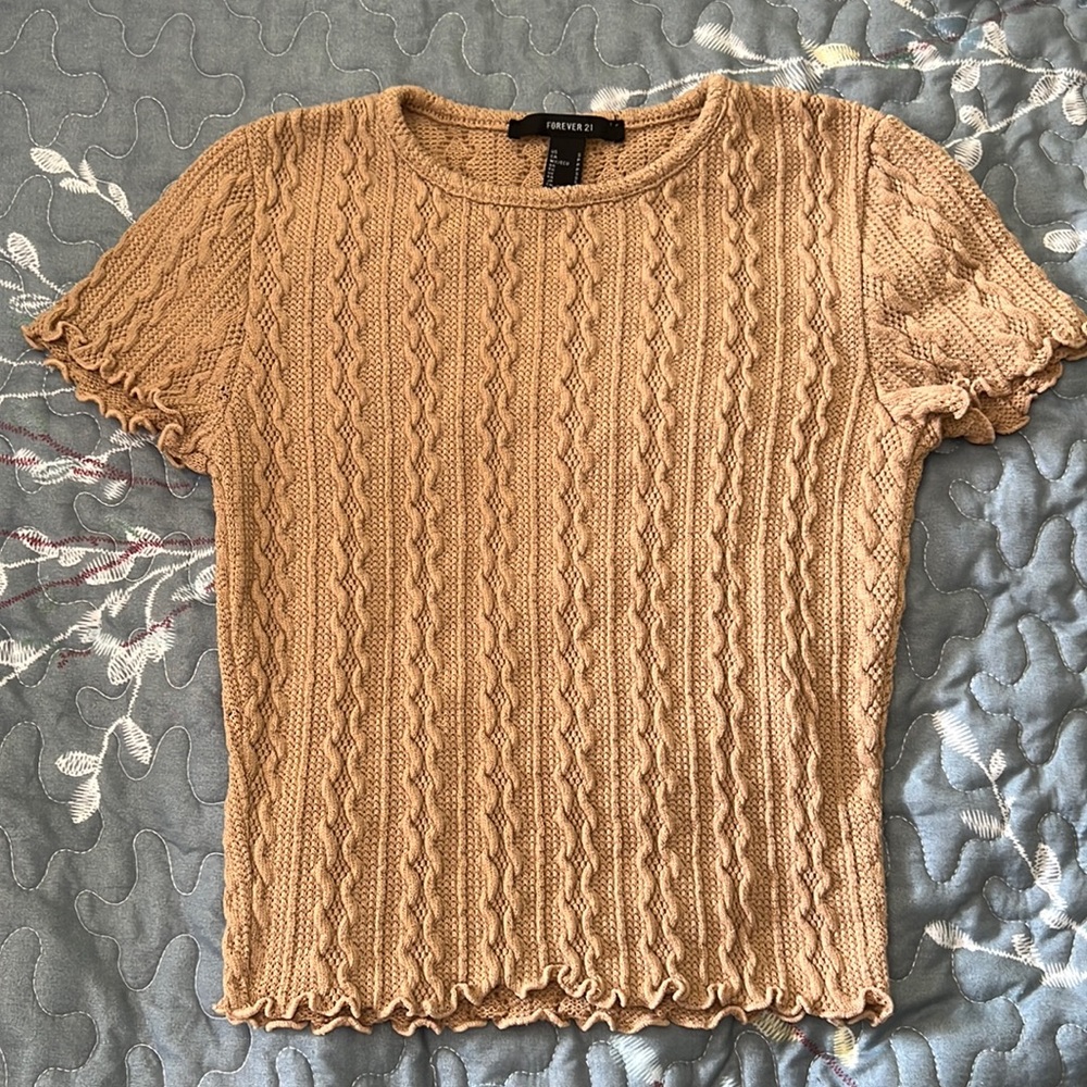 Tan Knitted Crop Top